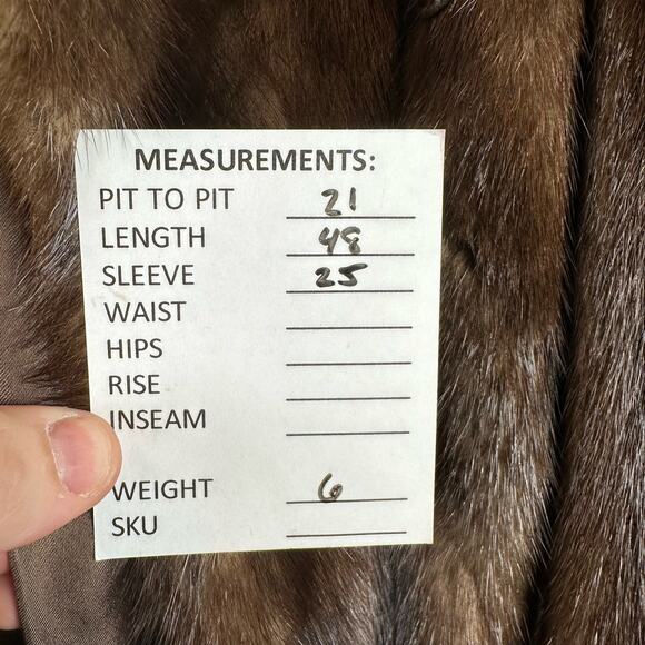 Vintage Furs Medium Brown Open Fur Overcoat by Richard Donald Womens Long Trench - Picture 15 of 15